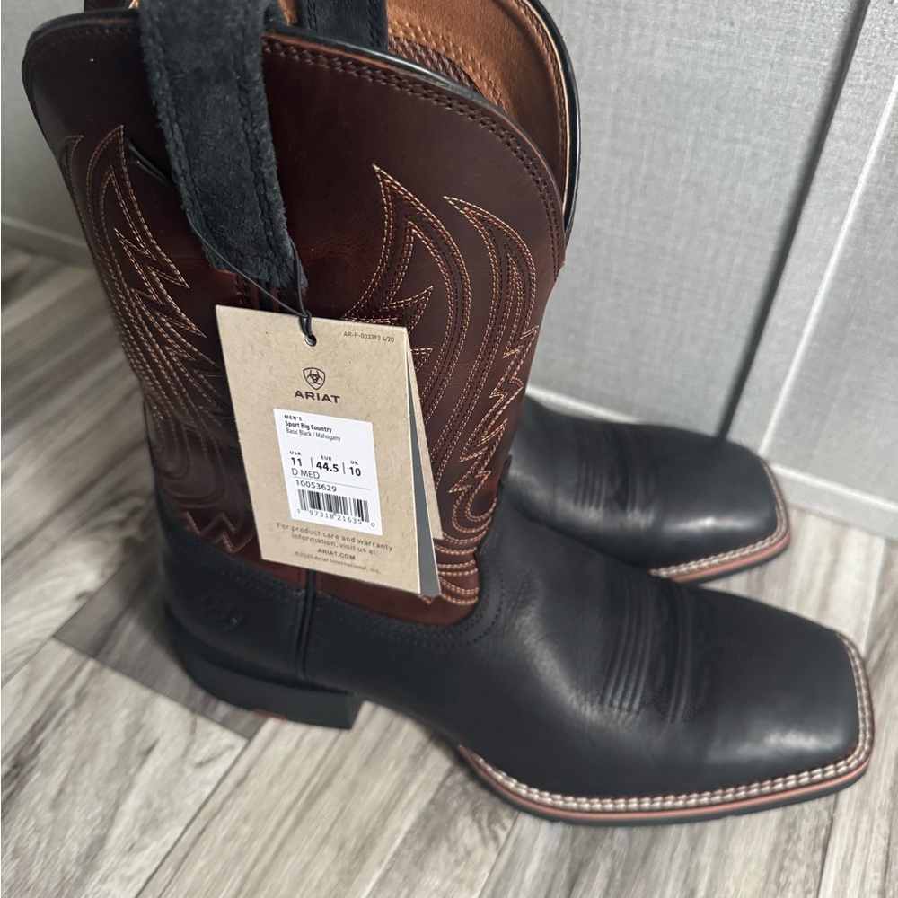 Ariat Western Boots Black and Brown Leather Square Toe